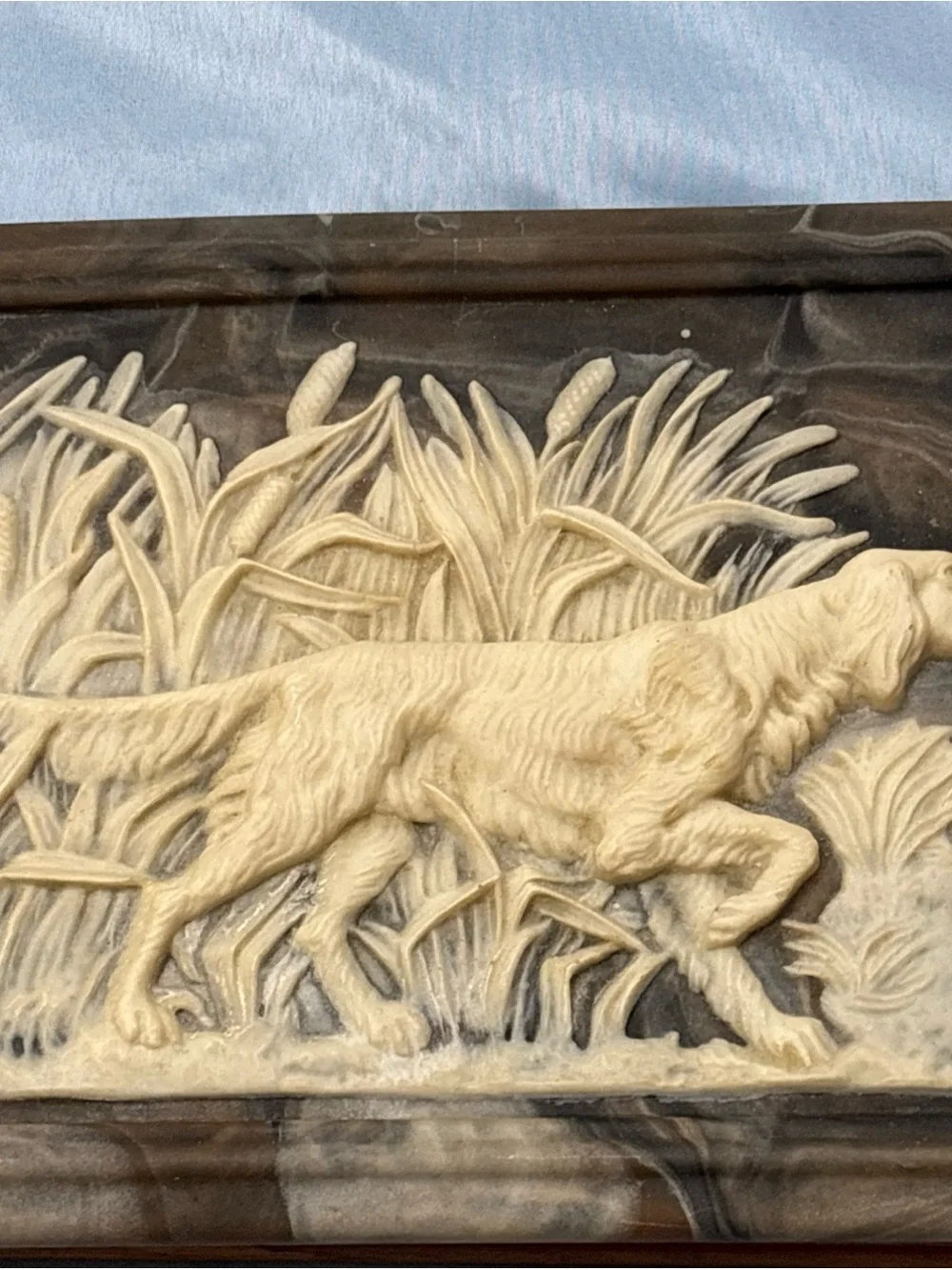 Bird Dog Pointer Hunt Jewelry Box Valet Walnut Incolay Stone Dante READ